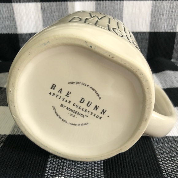 Rae Dunn “CACKLE WITH DELIGHT” Two Sided Mug Witch Hat Print on the Back - Picture 3 of 7